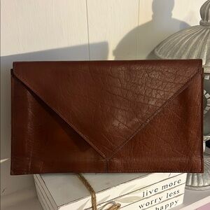 Elegant Brown Genuine Leather Clutch